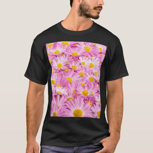 Rosa Gula blommor Sömlös bakgrund T Shirt (Framsida)