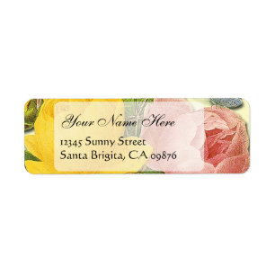 Rosa gula rosor Anpassade returadressetiketter Returadress Etikett