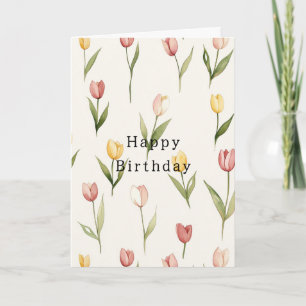 Rosa Gula Tulpaner Blommor Födelsedag Kort