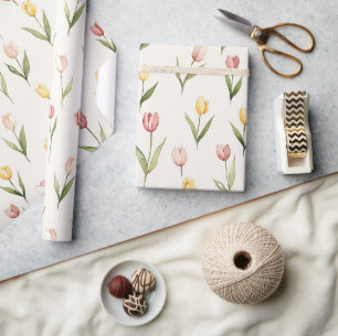 Rosa gula tulpaner påsk presentpapper