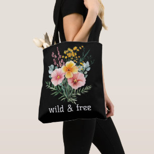 Rosa Gula Vilda Blommor Akvarell Vilda Och Fria Tygkasse