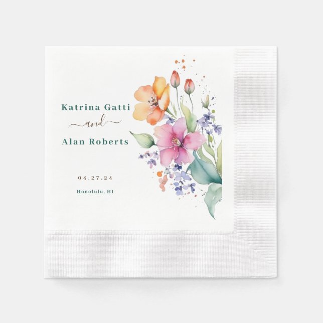 Rosa gulaktiga gula blommar pappersservett (Framsidan)