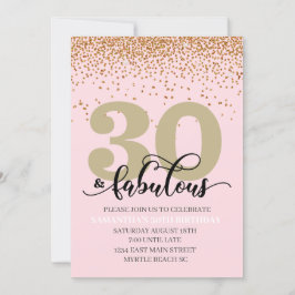 Rosa Guld 30 och Fabulous Födelsedagsfest Inbjudningar