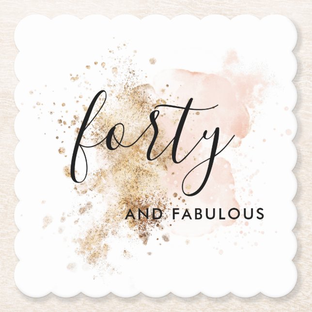 Rosa & Guld 40:e födelsedag Pappra Underlägg Papper (Framsida)