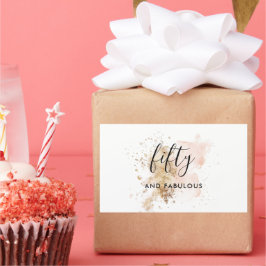 Rosa Guld 50 och 50:e födelsedagen Rektangulärt Klistermärke