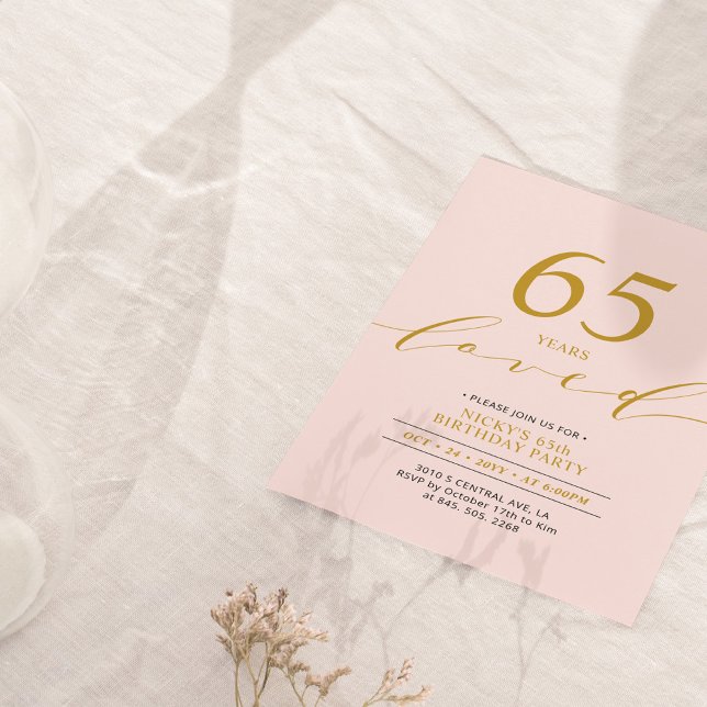 Rosa & Guld | 65 år älskad 65-årsfest Inbjudningar (Skapare uppladdad)