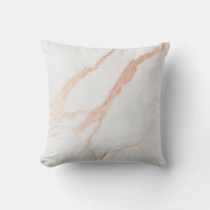 Rosa Guld Accenter – Elegant Vit Marmor Design Kudde