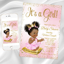 Rosa Guld African American Princess Baby Shower