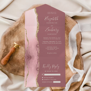 Rosa Guld Agate Dusty Ro Bröllop