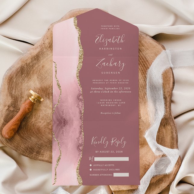  Rosa Guld Agate Dusty Ro Bröllop (Skapare uppladdad)