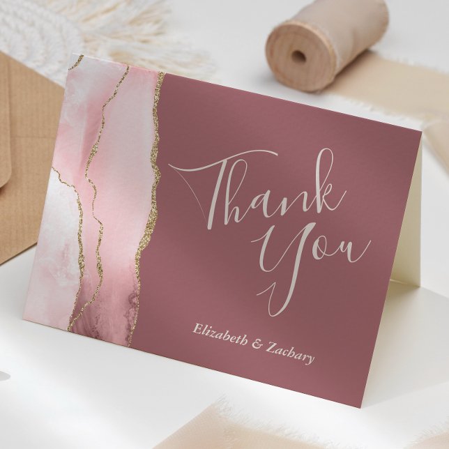  Rosa Guld Agate Dusty Ro Bröllop Tack Kort (Skapare uppladdad)