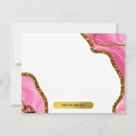 Rosa & Guld Agate Geode Glitter Stationery Anteckningskort