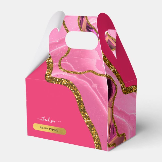 Rosa & Guld Agate Geode Glitter Tack Presentaskar (Framsidan Sidan)