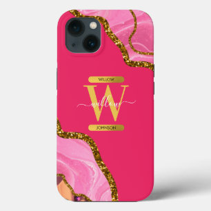 Rosa & Guld Agate Geode Monogram