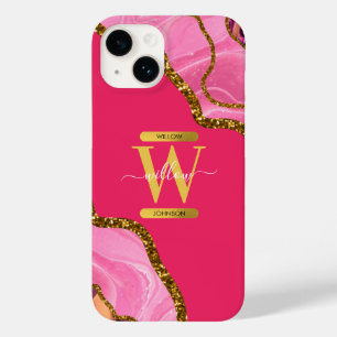 Rosa & Guld Agate Geode Monogram