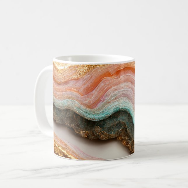 Rosa Guld Agate Geode Stone Kaffemugg (Framsida vänster)