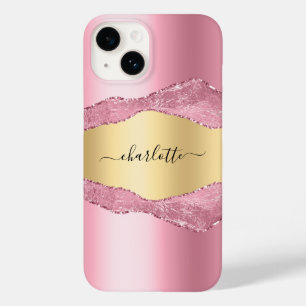 Rosa guld agate marble namn skript