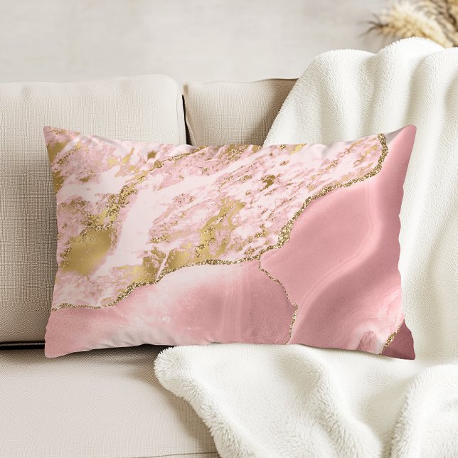  Rosa Guld Agate Marble Prydnadskudde (Skapare uppladdad)
