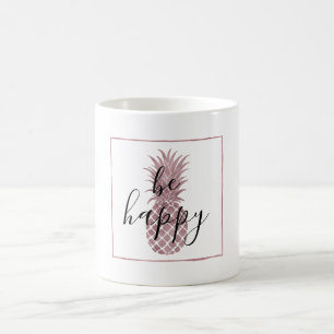 Rosa guld- ananas är lycklig kaffemugg