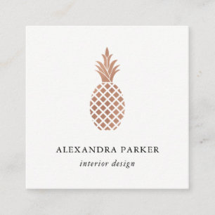 Rosa guld- ananas för elegant Faux Fyrkantigt Visitkort