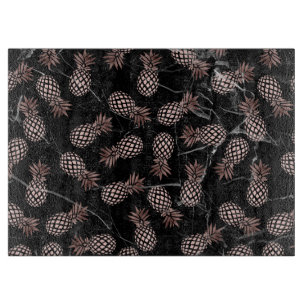 rosa guld- ananas för elegant modern svart marmor