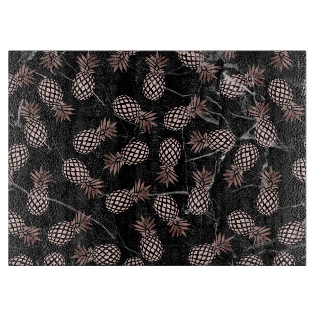 rosa guld- ananas för elegant modern svart marmor (Framsidan)