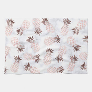 rosa guld- ananas för elegant modern vitmarmor kökshandduk