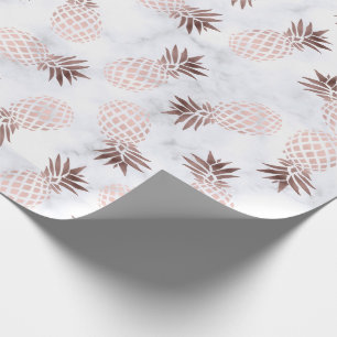 rosa guld- ananas för elegant modern vitmarmor presentpapper