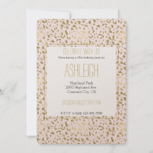 Rosa  Guld Animal Print födelsedagskalender Inbjudningar