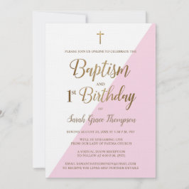 Rosa Guld Anpassningsbar virtuell aptism första fö Inbjudningar
