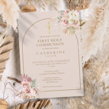 Rosa Guld Arch Pampas Grass First Heliga Communion
