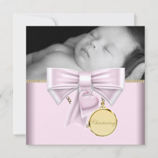 Rosa Guld Baby Flicka Foto Dop Inbjudningar