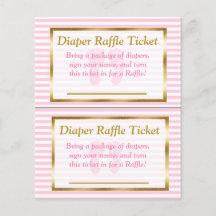 Rosa & Guld Baby Shower Blöja Lotteri