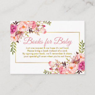 Rosa Guld Baby Shower Bokar för Baby-kort Tilläggskort