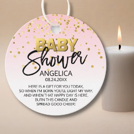 Rosa Guld Baby Shower Candle-röstfördel Gåvor Etiketter