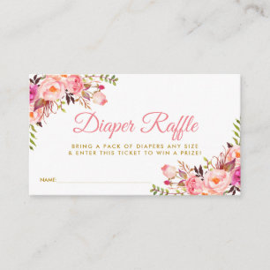 Rosa Guld Baby Shower Diaper Raffle Biljett Card Tilläggskort