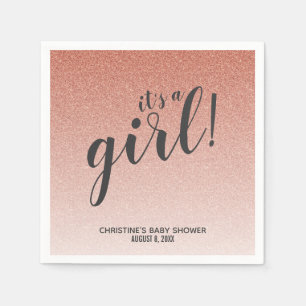 Rosa guld- baby shower för FauxglitterOmbre flick Pappersservett