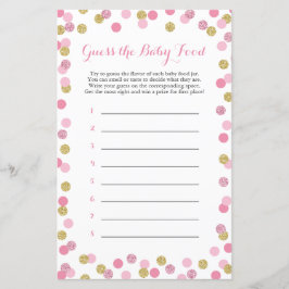 Rosa & Guld Baby Shower Gissa matspelet Baby