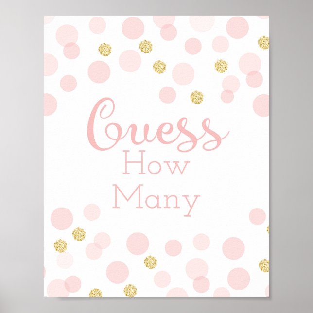 Rosa Guld Baby Shower gissar hur många Poster (Framsidan)