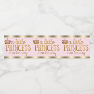 Rosa Guld Baby Shower Prinsessa Vattenflaska Etike Vattenflaskor Etikett