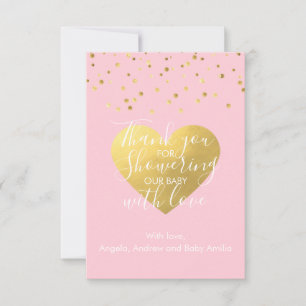 Rosa & Guld Baby Shower Tack PHOTO Kort