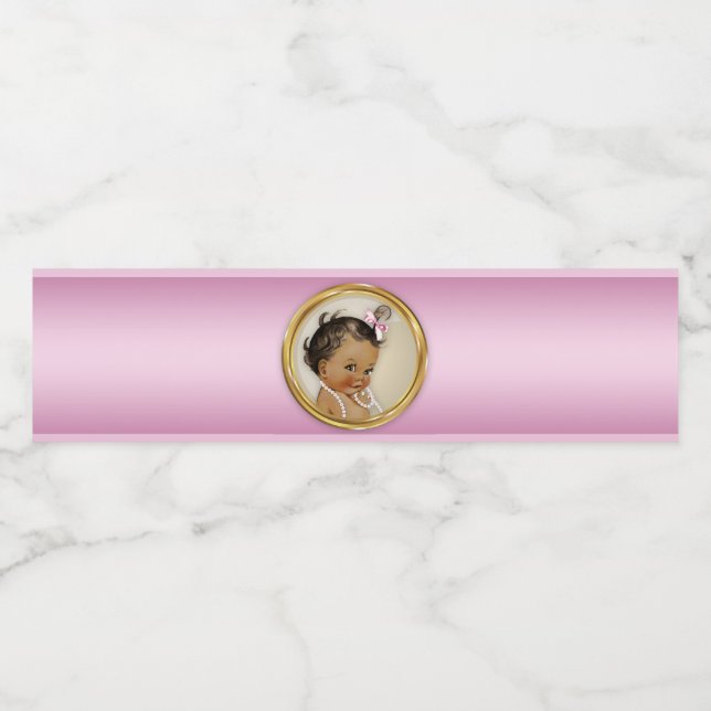 Rosa Guld Baby Shower-Vattenflaska etiketter (Singel etikett)