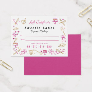 Rosa Guld Baking cooking Utensil Gift Certificate Visitkort