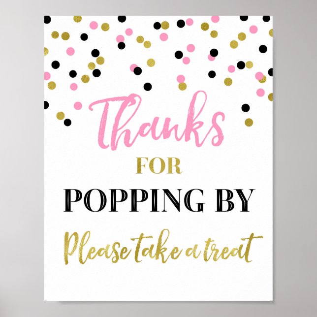 Rosa Guld Black Confetti tack vare att du står med Poster (Framsidan)