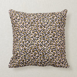 Rosa Guld Black Leopard Skriv ut Kudde