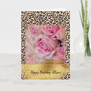 Rosa Guld Black Leopard-skrivarkort Kort