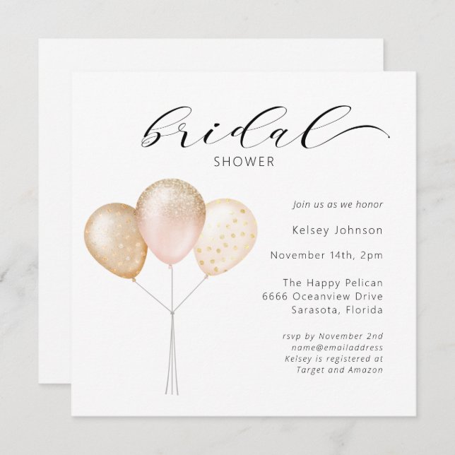 Rosa Guld Blegon Calligraphy Möhippa Inbjudningar (Fram/baksida)