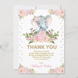 Rosa guld- blom- baby shower för gullig tack kort