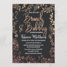 Rosa guld- blom- guld- skumpa för glitterOmbre Inbjudningar