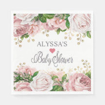 Rosa guld blommig baby shower för liten flicka